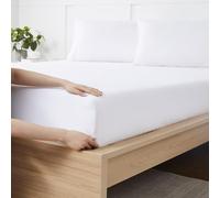 Queen Fitted Sheet Only with Full Elastic & Built in Corner Sheet Straps to Prevent Shifting - Soft & Breathable Brushed Microfiber Bottom Sheet, Queen, White