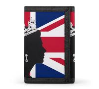 Queen Flag of The United Kingdom Men's Wallets Trifold Women Purse with Coin Pocket 8 Card Slots Keyring Photo Window