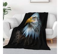Queen Flannel Fleece Blanket, Animals Bald Eagle simple Ultra Soft Fleece Throw Blanket for Infant Girls and Boys Kids Toddlers, Warm and Lightweight for All Seasons, Black