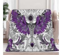 Queen Flannel Fleece Blanket, Retro Egyptian Pattern Ultra Soft Fleece Throw Blanket for Infant Girls and Boys Kids Toddlers, Warm and Lightweight for All Seasons, Purple