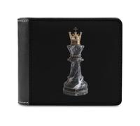 Queen for Chess Leather Men's Bifold Wallet Minimalist Credit Card Holder Simple Coin Purse with Hidden Slots