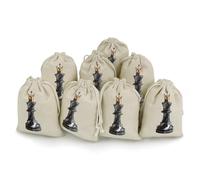 Queen for Chess Small Cotton Linen Pocket Reusable Drawstring Bag Funny Gift Wrap Storage Wrapping Pouch 8 Pieces