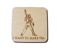 Queen Freddie Mercury Coaster Drink Mat Engraved Present Gift (Standing BEECH)