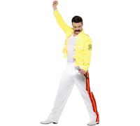 Smiffys Queen Freddie Mercury Costume, Yellow with Jacket & Trousers, Officially Licensed Queen Fancy Dress, Adult Dress Up Costumes Halloween