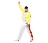 Smiffys Queen Freddie Mercury Costume, Yellow with Jacket & Trousers, Officially Licensed Queen Fancy Dress, Adult Dress Up Costumes Halloween