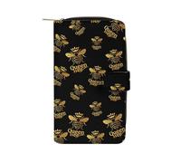 Queen Golden Bee Long Zippered Pouch Slim Clutch Organizer Purse Money and Credit Card Holder for Men Women