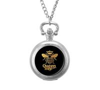 Queen Golden Bee Vintage Pocket Watch with Chain Arabic Numerals Scale Quartz Pocket Watches Gifts for Men Women