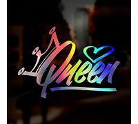 Queen Graffiti Typo JDM Decal Sticker, Oil Slick Chrome Holographic Iridescent Car Sticker Decal Window, Camping Sticker, Camper Sticker, Caravan, JDM Dub Euro, 200mm
