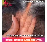 Queen Hair Real HD Frontal/Closure Only Invisible Melt Skin Lace 13x6 13x4 4x4 4x6 5x5 6x6 7x7 Raw Human Hair Body Wave/Straight HD 13x6 Frontal Only