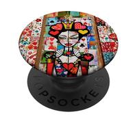 Queen Hearts Pop Art Collage Design PopSockets Adhesive PopGrip