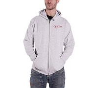Queen Hoodie Classic Crest Band Logo Official Mens Ash Grey Zipped XXXL