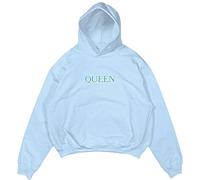 Queen Hoodie Radio Ga Ga Band Logo Official Unisex Light Blue Pullover M