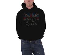 Queen Hoodie Vintage Union Jack band logo new Official Mens Black Pullover