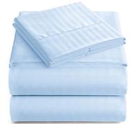 Queen Italian Prestige Collection 1800% Soft Microfiber Deep Pocket 4 Piece Bedding Set Wrinkle Free Stain Resistant Fade Resistant - Light Blue