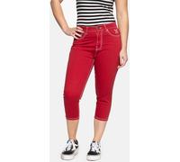 Queen Kerosin Betty Capri Ladies Jeans, red, size 27 for Women