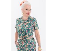 Queen Kerosin Bluse mit tropischem Muster QK4190818029 Grün