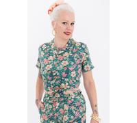 Queen Kerosin Bluse mit tropischem Muster QK4190818029 Grün