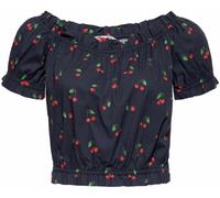 Queen Kerosin Cherry Ladies Blouse, black-red, size S for Women
