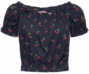 Queen Kerosin Cherry Ladies Blouse, black-red, size S for Women