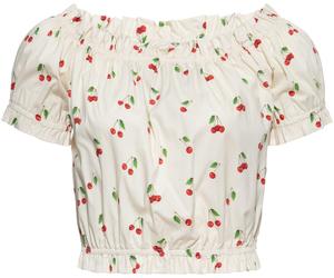 Queen Kerosin Cherry Ladies Blouse, white-red, size 3XL for Women