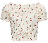 Queen Kerosin Cherry Ladies Blouse, white-red, size XL for Women