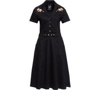 Queen Kerosin Damen 50s Swing Jeanskleid mit Stickerei Schwarz