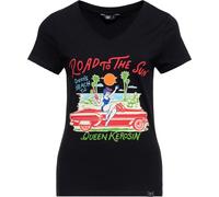 Queen Kerosin Damen Basic T-Shirt V Hals "Road To The Sun" QKU41019