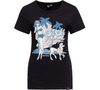 Queen Kerosin Damen Chi Chi Beach Poodle T-Shirt Schwarz