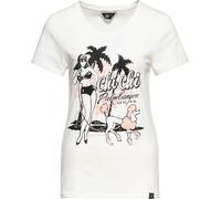 Queen Kerosin Damen Chi Chi Beach Poodle T-Shirt Weiß