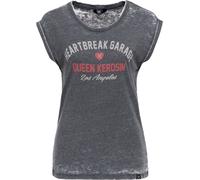Queen Kerosin Damen Enzymwash T-Shirt "Heartbreak Garage" QKI41014