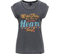 Queen Kerosin Damen Enzymwash T-Shirt "Wild Thing" QKI41012