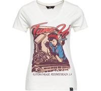 Queen Kerosin Kurzarm Shirt mit trendigem V-Ausschnitt QK4195358075 Offwhite