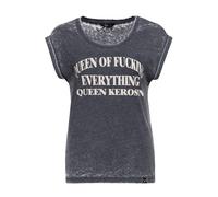 Queen Kerosin Queen of Fucking Everything Washed Look T-shirt T-Shirt grey XL