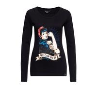 Queen Kerosin Langarmshirt QKI22002 Schwarz