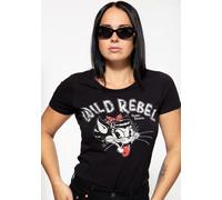 Queen Kerosin Wild Rebel Ladies T-Shirt, black, size 3XL for Women
