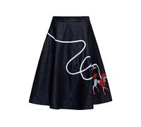 Queen Kerosin Women's Swing Skirt | Rock 'n'roll | Midi | Waist Skirt | Tailored Poodle, darkblue, XXL