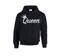 Queen King Crown Couples Valentines Matching Love 01 Lover Unisex Fit Hoodie Hooded Sweatshirt Jumber Top Black