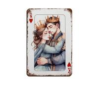 Queen & King of Hearts Tin Sign Vintage Metal Pub Club Cafe Bar Home Wall Art Decoration Poster Retro 8x12inch(20x30cm)