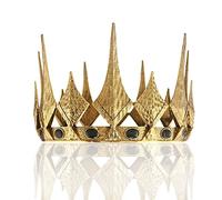 Queen King Opal Crown Round Royal Crown For Prom Pageant Birthday Party Valentines Costume, Small Size 6.29" Diameter, Metal, Opal