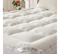 Queen Mattress Topper Viscose Made from Bamboo, Thick Cooling Pillow Top Mattress Pad with Stretchable Pockets for 6-18 inches Mattress, Soft Mattress Topper for Back Pain Relief