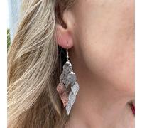 Queen Mee Women's Boho Dangly Leaf Earrings in Silver Queen Mee Silver One Size