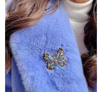 Queen Mee Women's Butterfly Brooch in Crystal in Blue Queen Mee Blue One Size