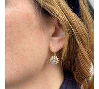 Queen Mee Women's Floral Diamante Earrings in Gold Queen Mee Gold One Size