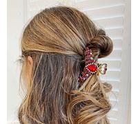 Queen Mee Women's Hair Claw Clip with Crystal in Red Queen Mee Red One Size