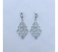 Queen Mee Women's Statement Long Drop Earrings with Crystal in Silver Queen Mee Silver One Size