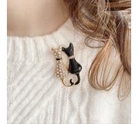 Queen Mee Women's Vintage Cat Brooch in Gold Queen Mee Gold One Size