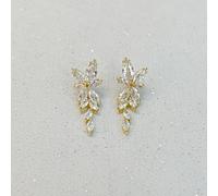 Queen Mee Women's Vintage Inspired Floral Crystal Drop Earrings in Gold Queen Mee Gold One Size