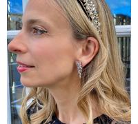 Queen Mee Women's Vintage Inspired Floral Crystal Drop Earrings in Silver Queen Mee Silver One Size