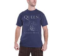 Queen Men's Greatest Hits II Short Sleeve T-Shirt, Blue (Navy), Large