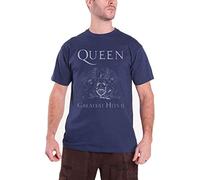 Queen Men's Greatest Hits II Short Sleeve T-Shirt, Blue (Navy), Medium